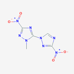 molecular formula C5H4N8O4 B11494606 2'-methyl-3,5'-dinitro-2'H-1,3'-bi-1,2,4-triazole 