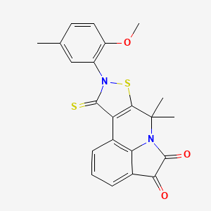 9-(2-methoxy-5-methylphenyl)-7,7-dimethyl-10-thioxo-9,10-dihydro-7H-isothiazolo[5,4-c]pyrrolo[3,2,1-ij]quinoline-4,5-dione