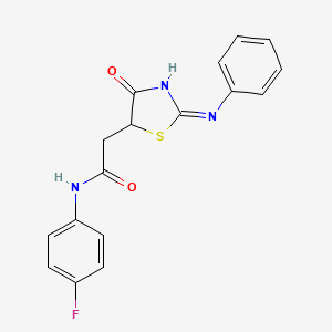 molecular formula C17H14FN3O2S B11494652 N-(4-fluorophenyl)-2-[(2E)-4-oxo-2-(phenylimino)-1,3-thiazolidin-5-yl]acetamide 