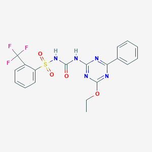 molecular formula C19H16F3N5O4S B11494662 N-[(4-ethoxy-6-phenyl-1,3,5-triazin-2-yl)carbamoyl]-2-(trifluoromethyl)benzenesulfonamide 