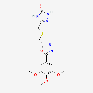 molecular formula C15H17N5O5S B11494703 5-[({[5-(3,4,5-trimethoxyphenyl)-1,3,4-oxadiazol-2-yl]methyl}sulfanyl)methyl]-2,4-dihydro-3H-1,2,4-triazol-3-one 