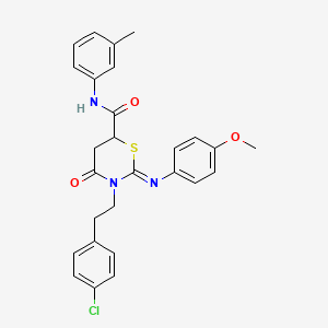 (2Z)-3-[2-(4-chlorophenyl)ethyl]-2-[(4-methoxyphenyl)imino]-N-(3-methylphenyl)-4-oxo-1,3-thiazinane-6-carboxamide