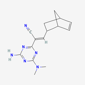 molecular formula C15H18N6 B11494760 (2E)-2-[4-amino-6-(dimethylamino)-1,3,5-triazin-2-yl]-3-bicyclo[2.2.1]hept-5-en-2-ylacrylonitrile 