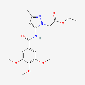 molecular formula C18H23N3O6 B11494771 ethyl {3-methyl-5-[(3,4,5-trimethoxybenzoyl)amino]-1H-pyrazol-1-yl}acetate 