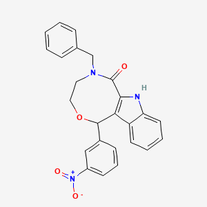 molecular formula C25H21N3O4 B11494782 5-benzyl-1-(3-nitrophenyl)-1,4,5,7-tetrahydro[1,4]oxazocino[6,7-b]indol-6(3H)-one 