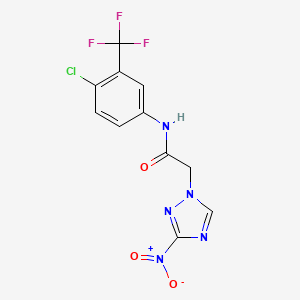 molecular formula C11H7ClF3N5O3 B11494792 N-[4-chloro-3-(trifluoromethyl)phenyl]-2-(3-nitro-1H-1,2,4-triazol-1-yl)acetamide 