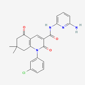 molecular formula C23H21ClN4O3 B11494818 N-(6-aminopyridin-2-yl)-1-(3-chlorophenyl)-7,7-dimethyl-2,5-dioxo-1,2,5,6,7,8-hexahydroquinoline-3-carboxamide 