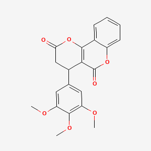 molecular formula C21H18O7 B11494827 4-(3,4,5-trimethoxyphenyl)-3,4-dihydro-2H,5H-pyrano[3,2-c]chromene-2,5-dione 