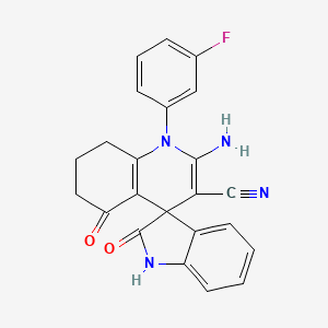 molecular formula C23H17FN4O2 B11494852 2'-amino-1'-(3-fluorophenyl)-2,5'-dioxo-1,2,5',6',7',8'-hexahydro-1'H-spiro[indole-3,4'-quinoline]-3'-carbonitrile 