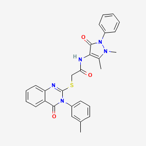 N-(1,5-dimethyl-3-oxo-2-phenyl-2,3-dihydro-1H-pyrazol-4-yl)-2-{[3-(3-methylphenyl)-4-oxo-3,4-dihydroquinazolin-2-yl]sulfanyl}acetamide