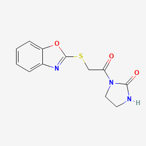 molecular formula C12H11N3O3S B11494911 1-[2-(1,3-Benzoxazol-2-ylsulfanyl)acetyl]imidazolidin-2-one 