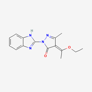 (4E)-2-(1H-benzimidazol-2-yl)-4-(1-ethoxyethylidene)-5-methyl-2,4-dihydro-3H-pyrazol-3-one