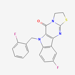 molecular formula C19H13F2N3OS B11494956 4-fluoro-8-[(2-fluorophenyl)methyl]-14-thia-8,11,16-triazatetracyclo[7.7.0.02,7.011,15]hexadeca-1(9),2(7),3,5,15-pentaen-10-one 