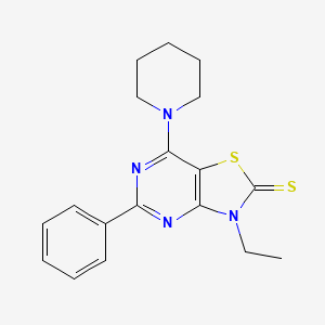 3-ethyl-5-phenyl-7-piperidin-1-yl[1,3]thiazolo[4,5-d]pyrimidine-2(3H)-thione