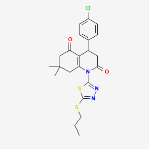 4-(4-chlorophenyl)-7,7-dimethyl-1-[5-(propylsulfanyl)-1,3,4-thiadiazol-2-yl]-4,6,7,8-tetrahydroquinoline-2,5(1H,3H)-dione