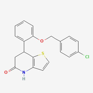 molecular formula C20H16ClNO2S B11495003 7-{2-[(4-chlorobenzyl)oxy]phenyl}-6,7-dihydrothieno[3,2-b]pyridin-5(4H)-one 