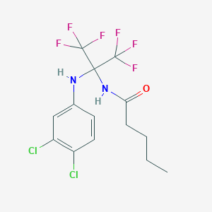 molecular formula C14H14Cl2F6N2O B11495016 N-{2-[(3,4-dichlorophenyl)amino]-1,1,1,3,3,3-hexafluoropropan-2-yl}pentanamide 