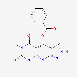 Benzoic acid (3,6,8-trimethyl-5,7-dioxo-5,6,7,8-tetrahydro-1H-1,2,6,8,9-pentaazacyclopenta[b]naphthalen-4-yl) ester