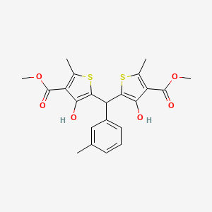 molecular formula C22H22O6S2 B11495047 Dimethyl 5,5'-[(3-methylphenyl)methanediyl]bis(4-hydroxy-2-methylthiophene-3-carboxylate) 