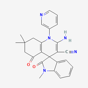 2'-amino-1,7',7'-trimethyl-2,5'-dioxo-1'-(pyridin-3-yl)-1,2,5',6',7',8'-hexahydro-1'H-spiro[indole-3,4'-quinoline]-3'-carbonitrile