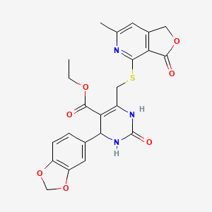 Ethyl 4-(1,3-benzodioxol-5-yl)-6-{[(6-methyl-3-oxo-1,3-dihydrofuro[3,4-c]pyridin-4-yl)sulfanyl]methyl}-2-oxo-1,2,3,4-tetrahydropyrimidine-5-carboxylate