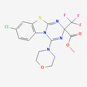 molecular formula C16H14ClF3N4O3S B11495097 methyl 8-chloro-4-morpholino-2-(trifluoromethyl)-2H-[1,3,5]triazino[2,1-b][1,3]benzothiazole-2-carboxylate 