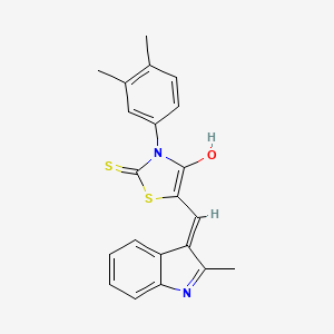 (5E)-3-(3,4-dimethylphenyl)-5-[(2-methyl-1H-indol-3-yl)methylidene]-2-sulfanylidene-1,3-thiazolidin-4-one