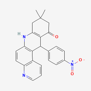 molecular formula C24H21N3O3 B11495132 9,9-dimethyl-12-(4-nitrophenyl)-8,9,10,12-tetrahydrobenzo[b][4,7]phenanthrolin-11(7H)-one 