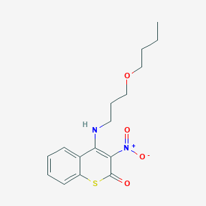 molecular formula C16H20N2O4S B11495140 4-[(3-butoxypropyl)amino]-3-nitro-2H-thiochromen-2-one 