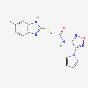 molecular formula C16H14N6O2S B11495214 2-[(5-methyl-1H-benzimidazol-2-yl)sulfanyl]-N-[4-(1H-pyrrol-1-yl)-1,2,5-oxadiazol-3-yl]acetamide 