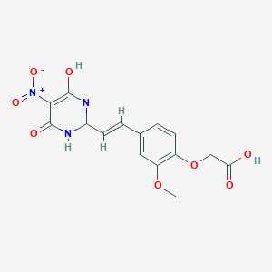 molecular formula C15H13N3O8 B11495240 {4-[(E)-2-(4-hydroxy-5-nitro-6-oxo-1,6-dihydropyrimidin-2-yl)ethenyl]-2-methoxyphenoxy}acetic acid 