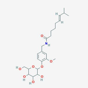 molecular formula C24H37NO8 B1149528 (E)-N-[[3-methoxy-4-[3,4,5-trihydroxy-6-(hydroxymethyl)oxan-2-yl]oxyphenyl]methyl]-8-methylnon-6-enamide CAS No. 153409-16-6