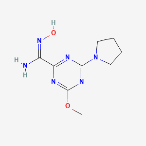 molecular formula C9H14N6O2 B11495287 [1,3,5]Triazine-2-carboxamidine, N-hydroxy-4-methoxy-6-(pyrrolidin-1-yl)- CAS No. 633279-32-0