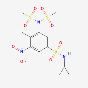 molecular formula C12H17N3O8S3 B11495309 3-[bis(methylsulfonyl)amino]-N-cyclopropyl-4-methyl-5-nitrobenzenesulfonamide 