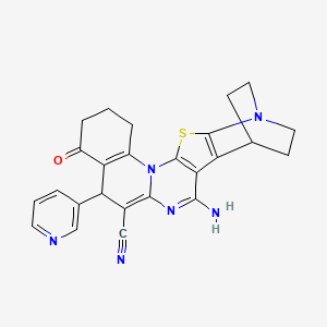 4-amino-10-oxo-8-pyridin-3-yl-17-thia-5,15,19-triazahexacyclo[17.2.2.02,18.03,16.06,15.09,14]tricosa-2(18),3(16),4,6,9(14)-pentaene-7-carbonitrile