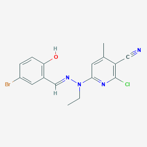 6-[(2E)-2-(5-bromo-2-hydroxybenzylidene)-1-ethylhydrazinyl]-2-chloro-4-methylpyridine-3-carbonitrile