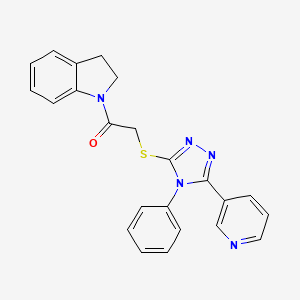 molecular formula C23H19N5OS B11495376 1-(2,3-dihydro-1H-indol-1-yl)-2-{[4-phenyl-5-(pyridin-3-yl)-4H-1,2,4-triazol-3-yl]sulfanyl}ethanone 