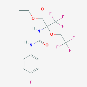 molecular formula C14H13F7N2O4 B11495389 ethyl 3,3,3-trifluoro-N-[(4-fluorophenyl)carbamoyl]-2-(2,2,2-trifluoroethoxy)alaninate 