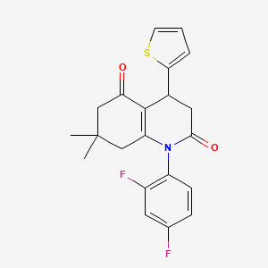 molecular formula C21H19F2NO2S B11495410 1-(2,4-difluorophenyl)-7,7-dimethyl-4-(thiophen-2-yl)-4,6,7,8-tetrahydroquinoline-2,5(1H,3H)-dione 