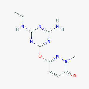 molecular formula C10H13N7O2 B11495429 2H-Pyridazin-3-one, 6-(4-amino-6-ethylamino-[1,3,5]triazin-2-yloxy)-2-methyl- 