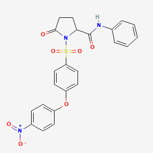 molecular formula C23H19N3O7S B11495465 1-{[4-(4-nitrophenoxy)phenyl]sulfonyl}-5-oxo-N-phenylprolinamide 