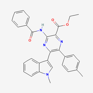 ethyl 5-(1-methyl-1H-indol-3-yl)-6-(4-methylphenyl)-3-[(phenylcarbonyl)amino]pyrazine-2-carboxylate