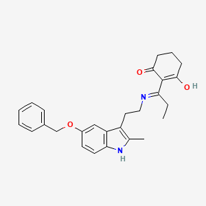 molecular formula C27H30N2O3 B11495487 2-[1-({2-[5-(benzyloxy)-2-methyl-1H-indol-3-yl]ethyl}amino)propylidene]cyclohexane-1,3-dione 