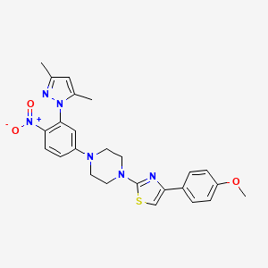 molecular formula C25H26N6O3S B11495509 1-[3-(3,5-dimethyl-1H-pyrazol-1-yl)-4-nitrophenyl]-4-[4-(4-methoxyphenyl)-1,3-thiazol-2-yl]piperazine 