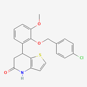 molecular formula C21H18ClNO3S B11495524 7-{2-[(4-chlorobenzyl)oxy]-3-methoxyphenyl}-6,7-dihydrothieno[3,2-b]pyridin-5(4H)-one 