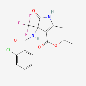 molecular formula C16H14ClF3N2O4 B11495525 ethyl 4-{[(2-chlorophenyl)carbonyl]amino}-2-methyl-5-oxo-4-(trifluoromethyl)-4,5-dihydro-1H-pyrrole-3-carboxylate 