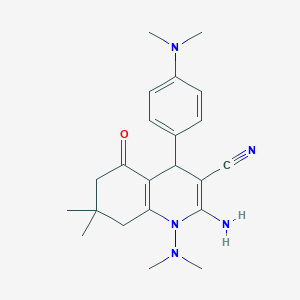 2-Amino-1-(dimethylamino)-4-[4-(dimethylamino)phenyl]-7,7-dimethyl-5-oxo-1,4,5,6,7,8-hexahydroquinoline-3-carbonitrile