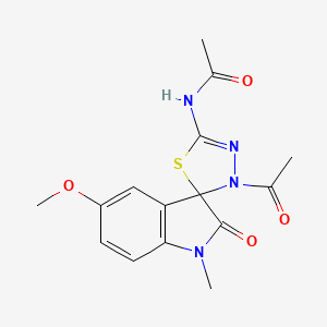 molecular formula C15H16N4O4S B11495580 N-(4-acetyl-5'-methoxy-1'-methyl-2'-oxospiro[1,3,4-thiadiazole-5,3'-indole]-2-yl)acetamide 