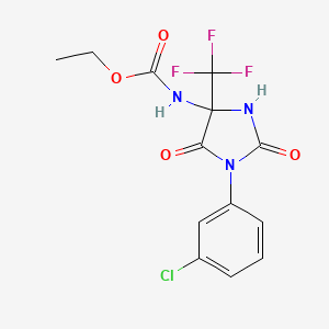 molecular formula C13H11ClF3N3O4 B11495586 ethyl N-[1-(3-chlorophenyl)-2,5-dioxo-4-(trifluoromethyl)imidazolidin-4-yl]carbamate 