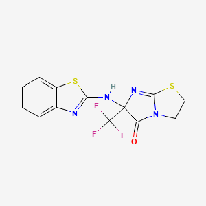 molecular formula C13H9F3N4OS2 B11495604 6-(1,3-benzothiazol-2-ylamino)-6-(trifluoromethyl)-2,3-dihydroimidazo[2,1-b][1,3]thiazol-5(6H)-one 